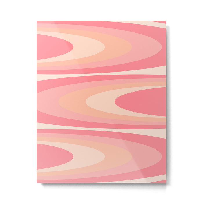 Fab Waves Retro Abstract Pattern in Pink and Blush Metal Print Gallery Image 1