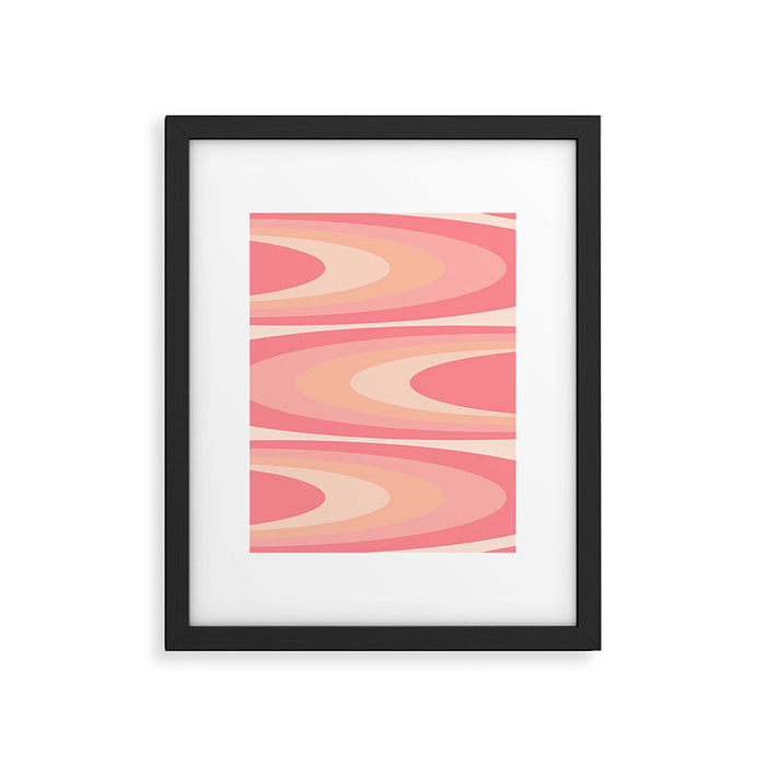 Fab Waves Retro Abstract Pattern in Pink and Blush Framed Art Print Gallery Image 1