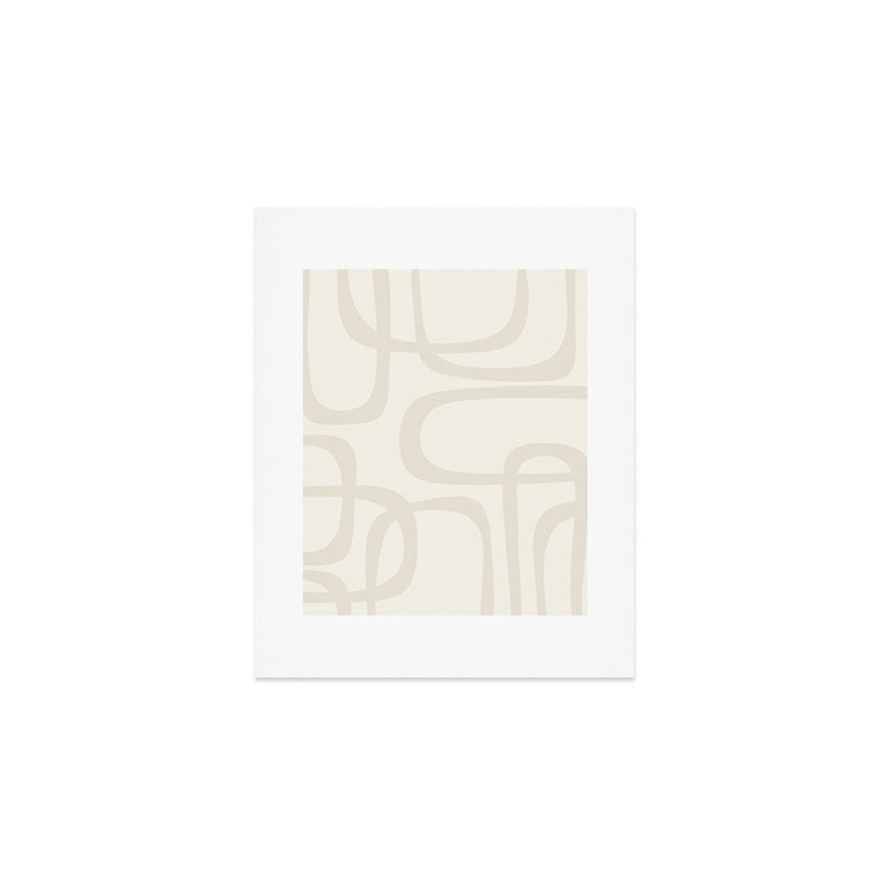 Fine Loops Mid-Century Modern Abstract Mushroom Beige and Cream Art Print Gallery Image 1