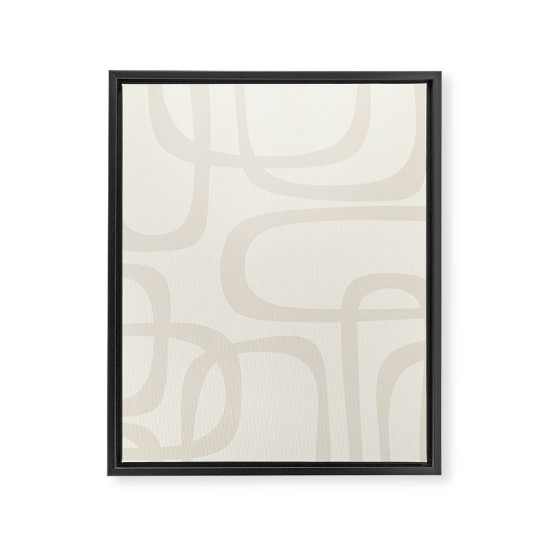 Fine Loops Mid-Century Modern Abstract Mushroom Beige and Cream Framed Canvas Print Gallery Image 8