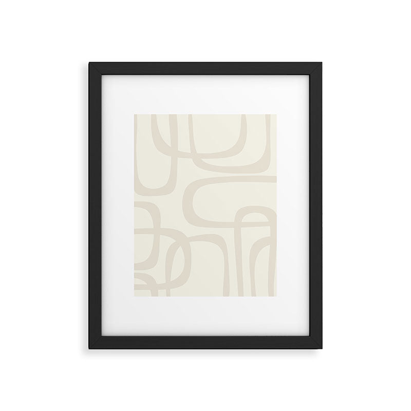 Fine Loops Mid-Century Modern Abstract Mushroom Beige and Cream Framed Art Print Gallery Image 6