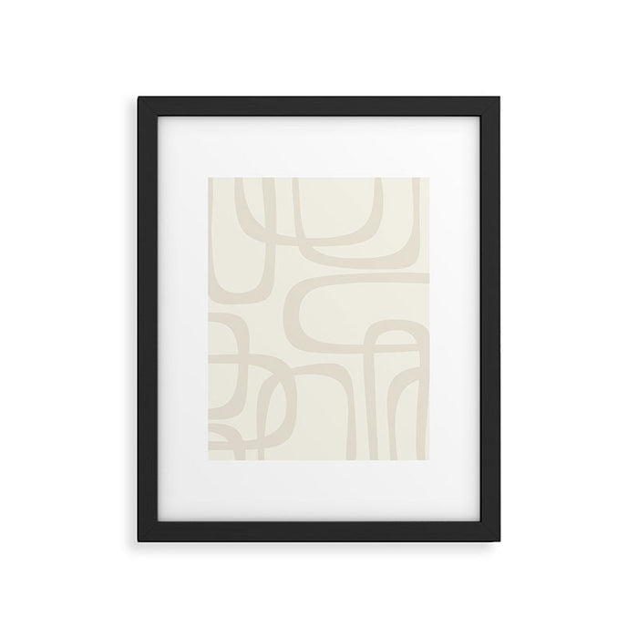 Fine Loops Mid-Century Modern Abstract Mushroom Beige and Cream Framed Art Print Gallery Image 1
