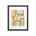 Fine Loops Mid-Century Modern Minimalist Olive Green, Burnt Orange, Mustard, and Beige Framed Art Print Gallery Image 6
