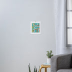 Fine Loops Mid-Century Modern Minimalist Turquoise Teal, Orange, Mustard, and Cream  Art Print Gallery Image 3
