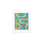 Fine Loops Mid-Century Modern Minimalist Turquoise Teal, Orange, Mustard, and Cream  Art Print Gallery Image 1