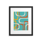 Fine Loops Mid-Century Modern Minimalist Turquoise Teal, Orange, Mustard, and Cream  Framed Art Print Gallery Image 6
