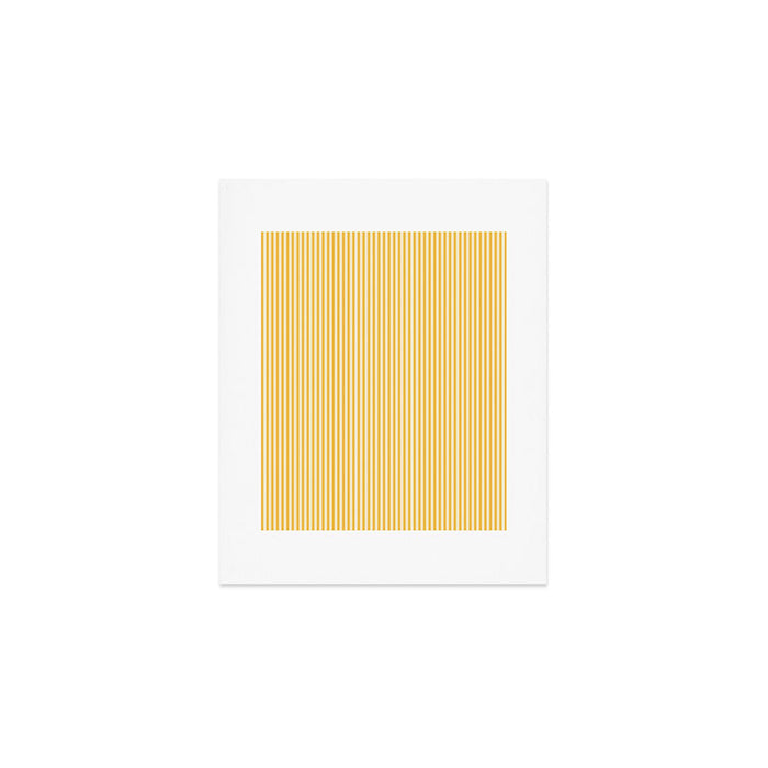 Fine Stripe Narrow Vertical Pinstripe Pattern in Coastal Italian Lemon Yellow Art Print Gallery Image 1