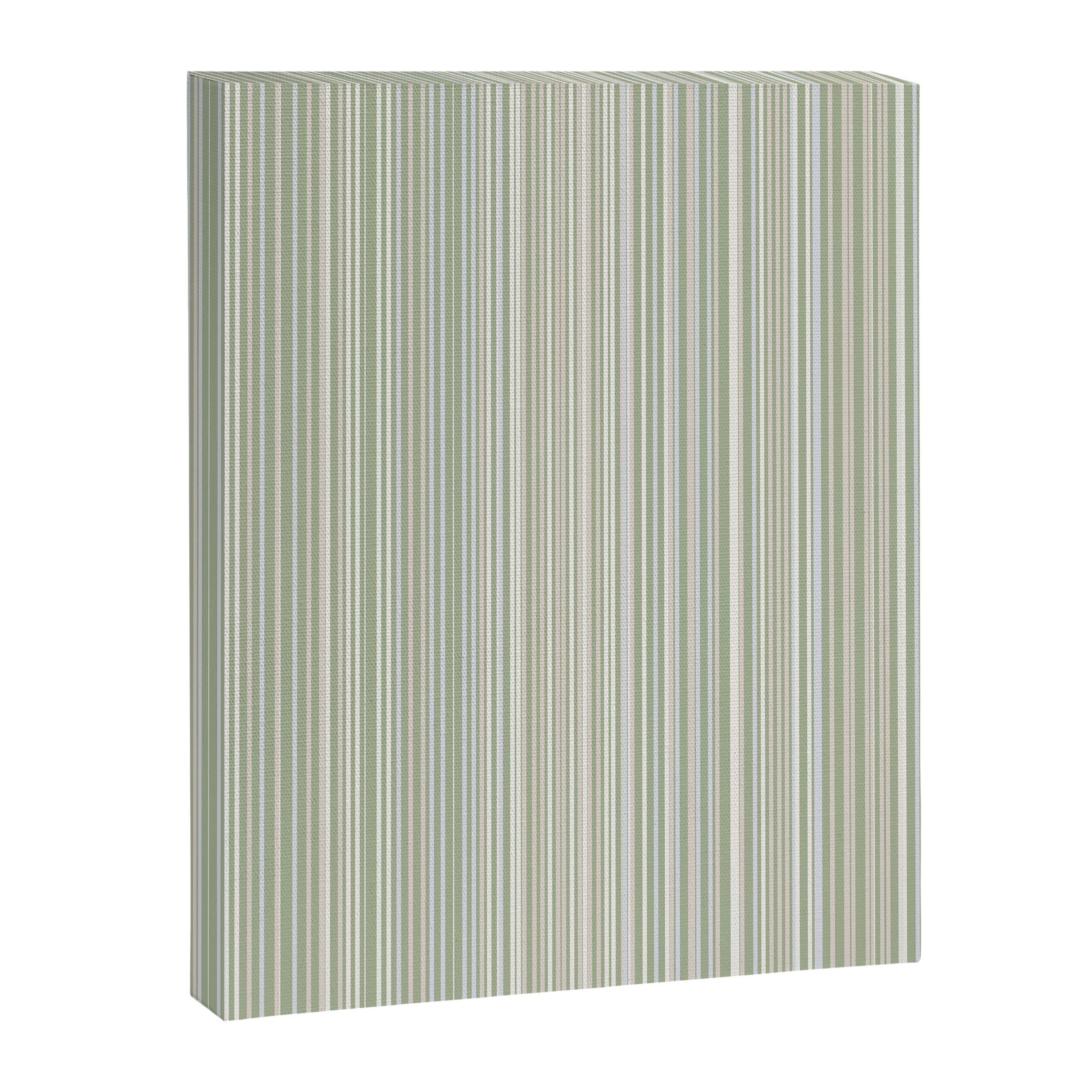 Fine Striped Pattern Vertical in Sage Green, Gray, Beige, and Cream Canvas Print Gallery Image 8