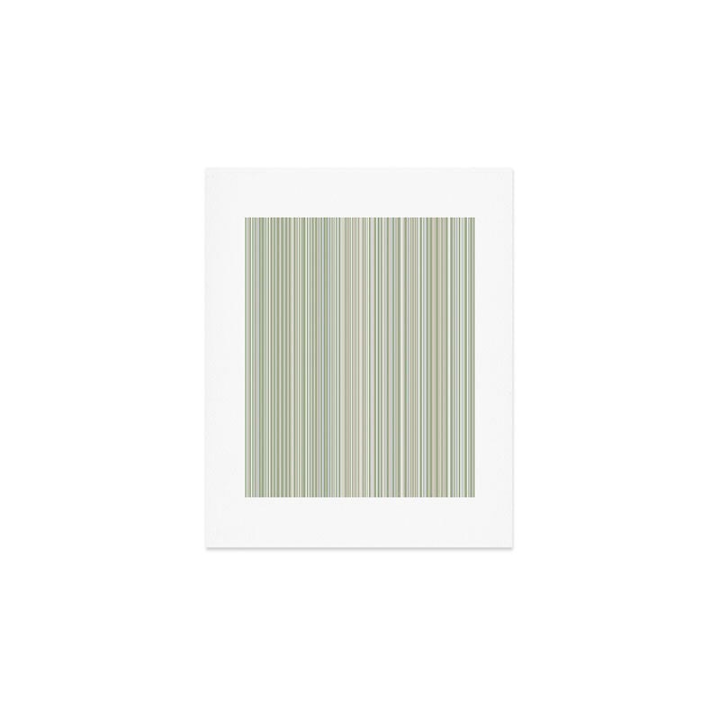 Fine Striped Pattern Vertical in Sage Green, Gray, Beige, and Cream Art Print Gallery Image 1
