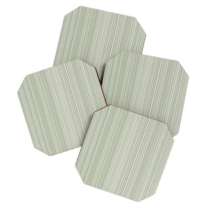 Fine Striped Pattern Vertical in Sage Green, Gray, Beige, and Cream Coaster Gallery Image 1