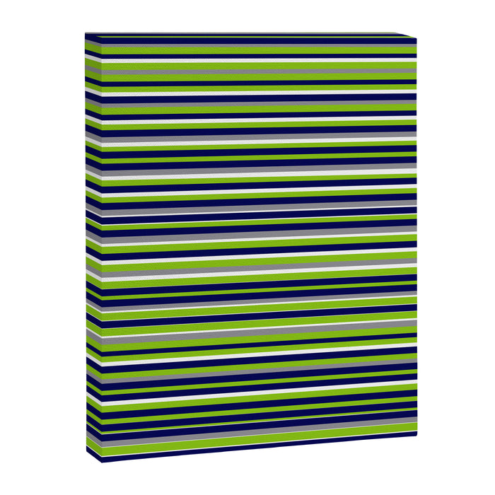 Fine Stripes Cheerful Pattern in Lime Green, Spring Green, Navy Blue, Gray Grey, White  Canvas Print Gallery Image 1