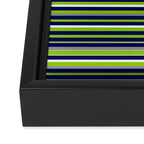 Fine Stripes Cheerful Pattern in Lime Green, Spring Green, Navy Blue, Gray Grey, White  Framed Canvas Print Gallery Image 3