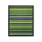 Fine Stripes Cheerful Pattern in Lime Green, Spring Green, Navy Blue, Gray Grey, White  Framed Canvas Print Gallery Image 8