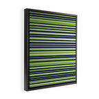 Fine Stripes Cheerful Pattern in Lime Green, Spring Green, Navy Blue, Gray Grey, White  Framed Canvas Print Gallery Image 2