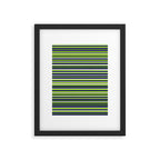 Fine Stripes Cheerful Pattern in Lime Green, Spring Green, Navy Blue, Gray Grey, White  Framed Art Print Gallery Image 6