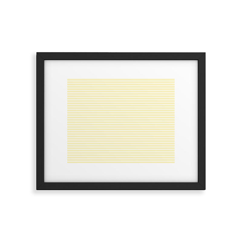 Fine Stripes Narrow Stripe Pattern in Light Butter Yellow and White Framed Art Print Gallery Image 5