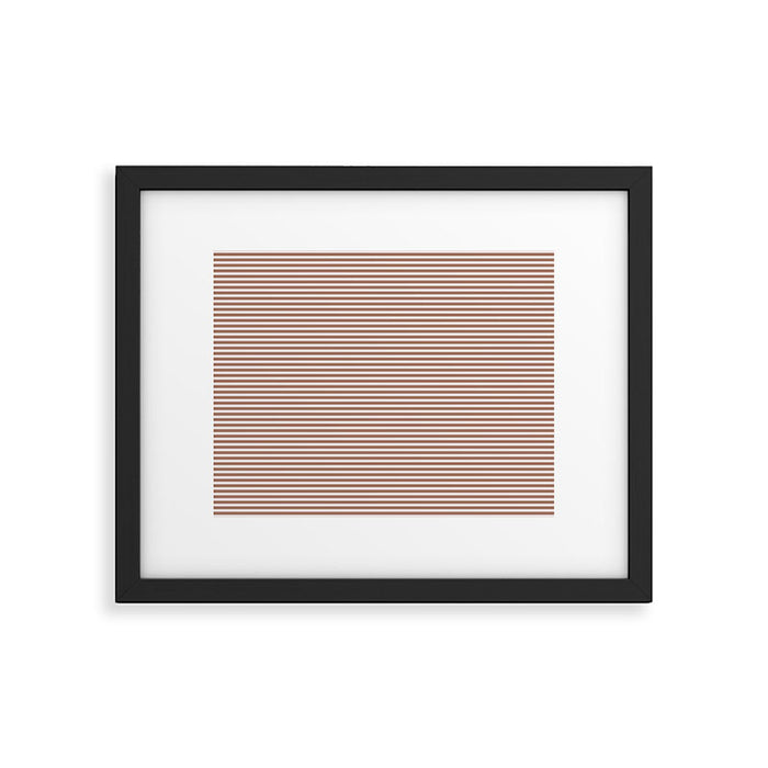 Fine Stripes Narrow Stripe Pattern in Mocha Brown Framed Art Print Gallery Image 1