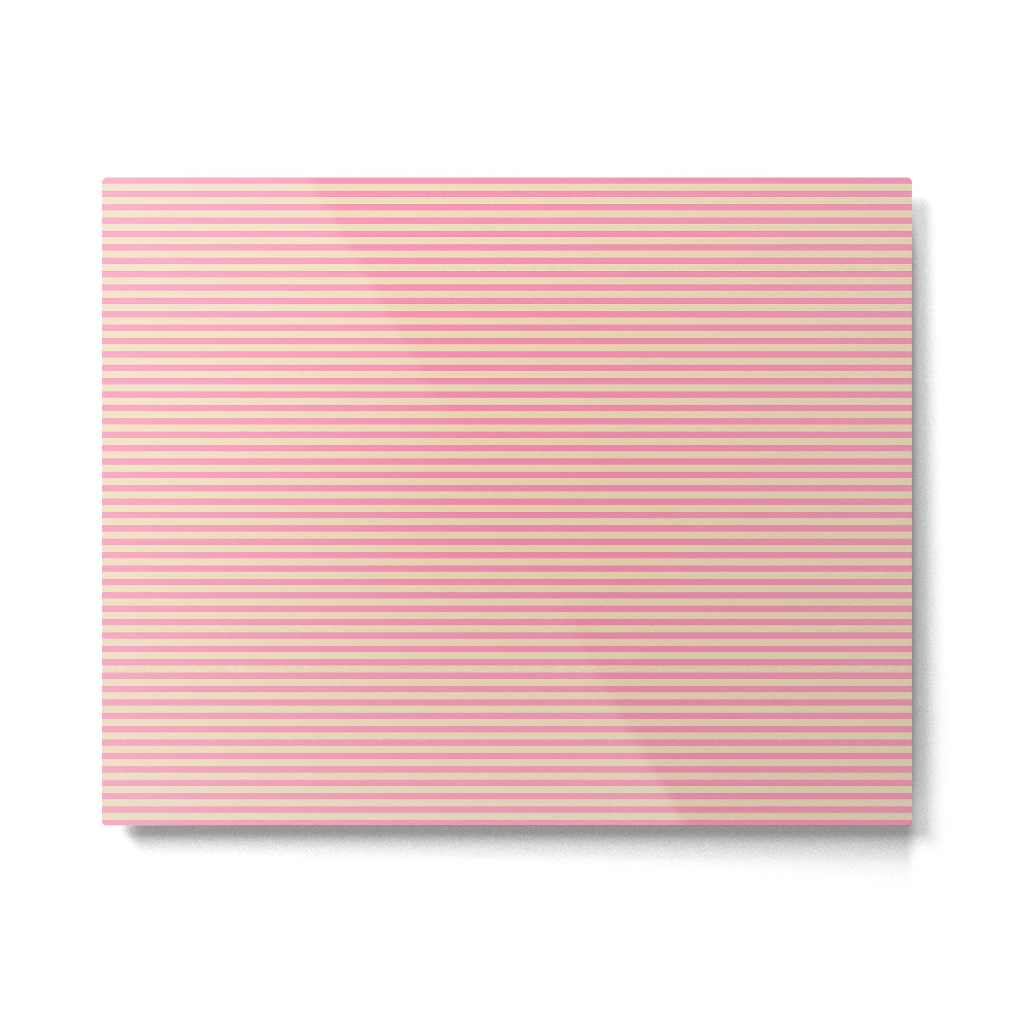 Fine Stripes Narrow Stripe Pattern Pink Cream Metal Print Gallery Image 4