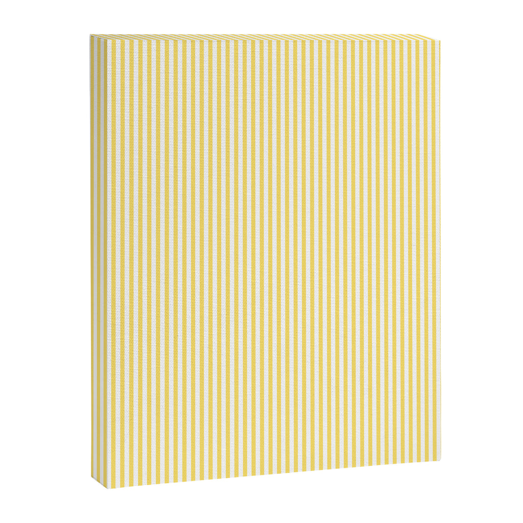 Fine Stripes Narrow Vertical Stripe Pattern in Butter Yellow and White Canvas Print Gallery Image 6