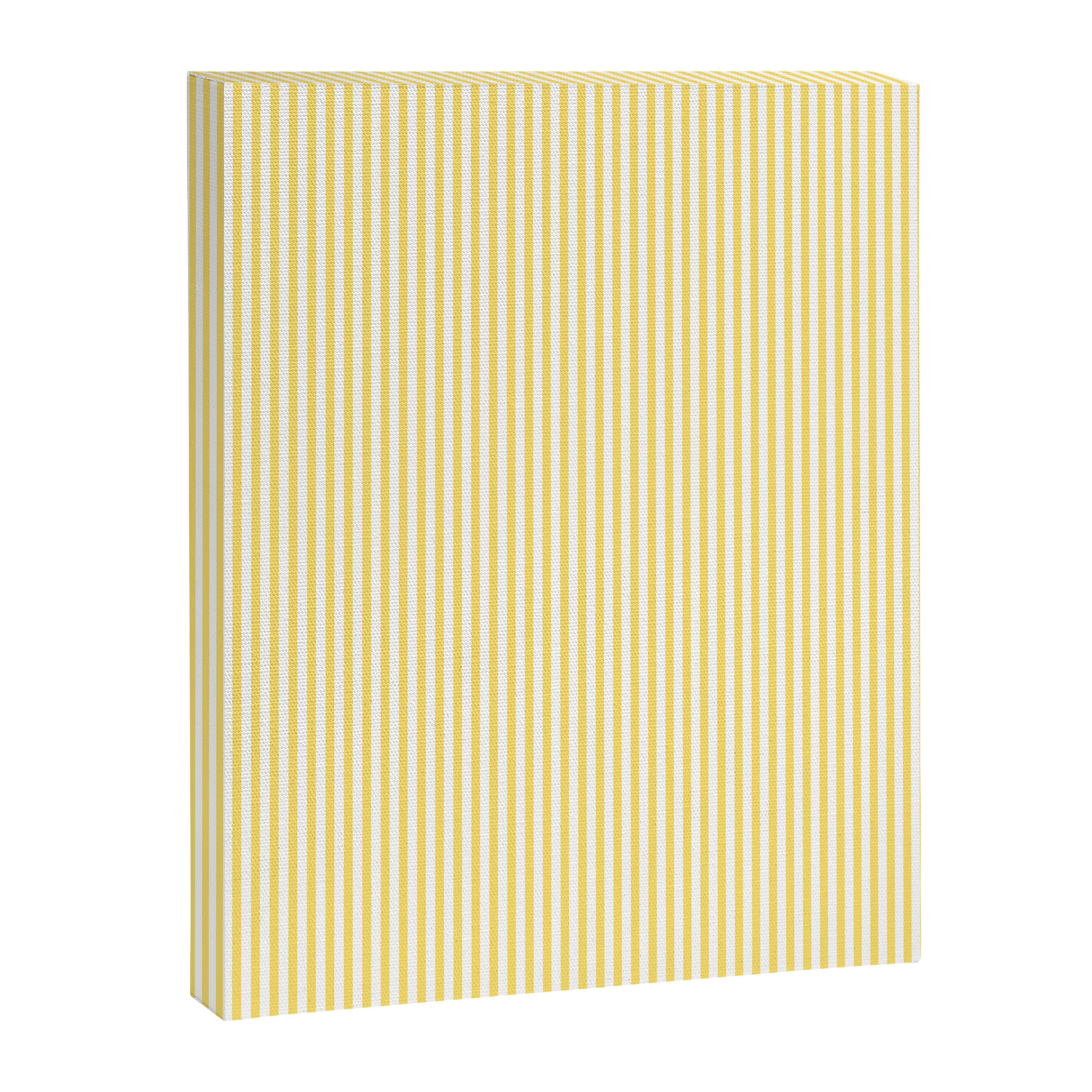 Fine Stripes Narrow Vertical Stripe Pattern in Butter Yellow and White Canvas Print Gallery Image 6