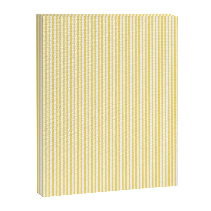 Fine Stripes Narrow Vertical Stripe Pattern in Butter Yellow and White Canvas Print Gallery Image 1