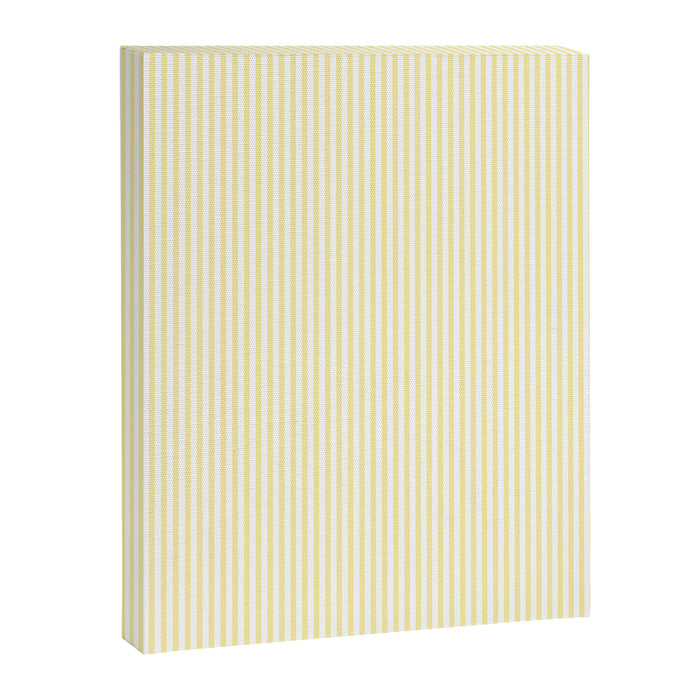 Fine Stripes Narrow Vertical Stripe Pattern in Light Butter Yellow and White Canvas Print Gallery Image 1