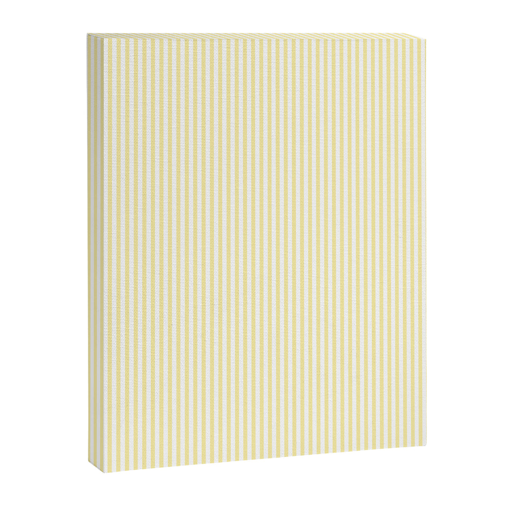 Fine Stripes Narrow Vertical Stripe Pattern in Light Butter Yellow and White Canvas Print Gallery Image 6