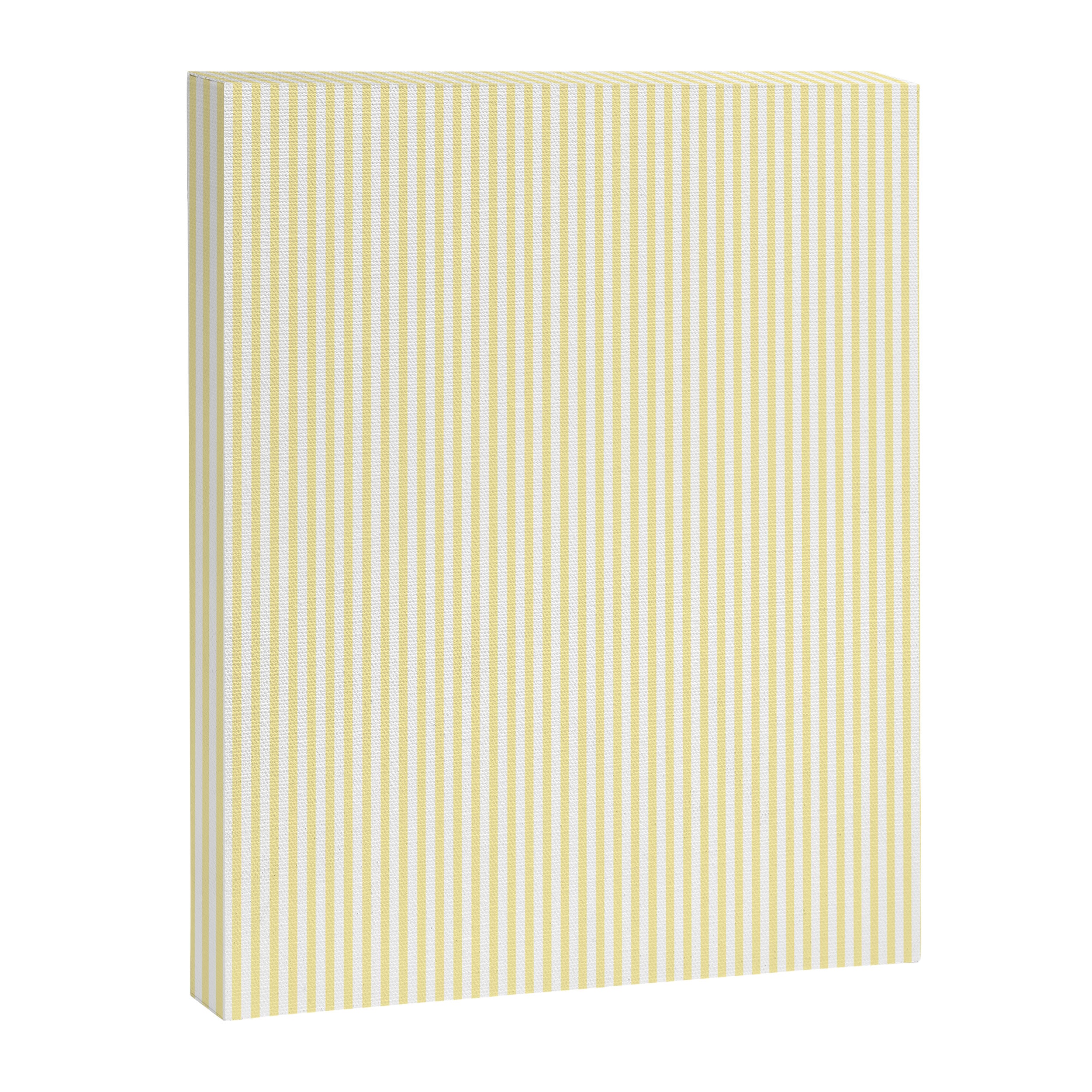 Fine Stripes Narrow Vertical Stripe Pattern in Light Butter Yellow and White Canvas Print Gallery Image 6