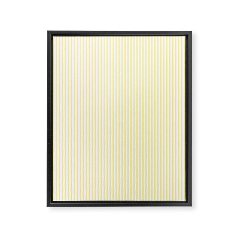 Fine Stripes Narrow Vertical Stripe Pattern in Light Butter Yellow and White Framed Canvas Print Gallery Image 6