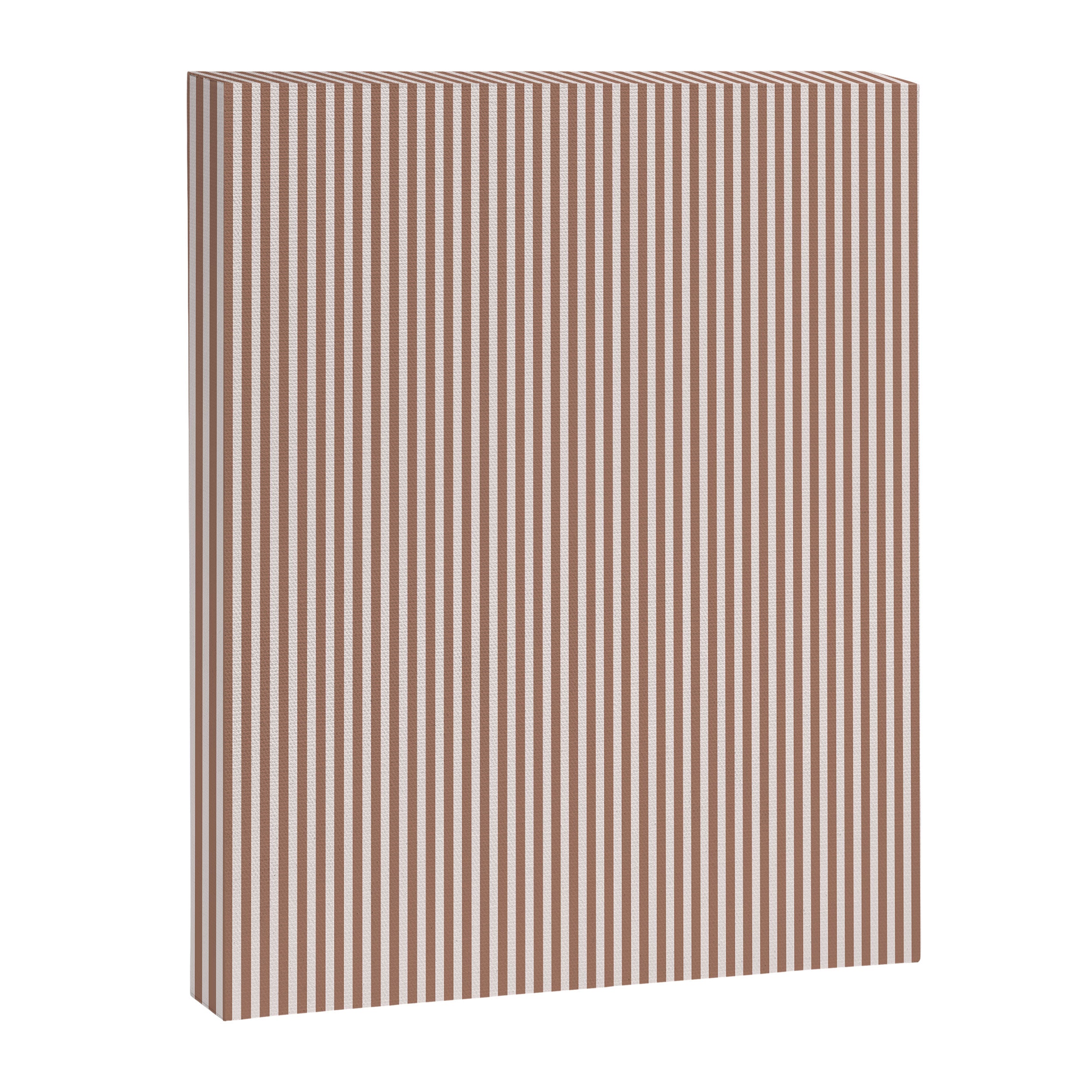 Fine Stripes Narrow Vertical Stripe Pattern in Mocha Brown Canvas Print Gallery Image 6