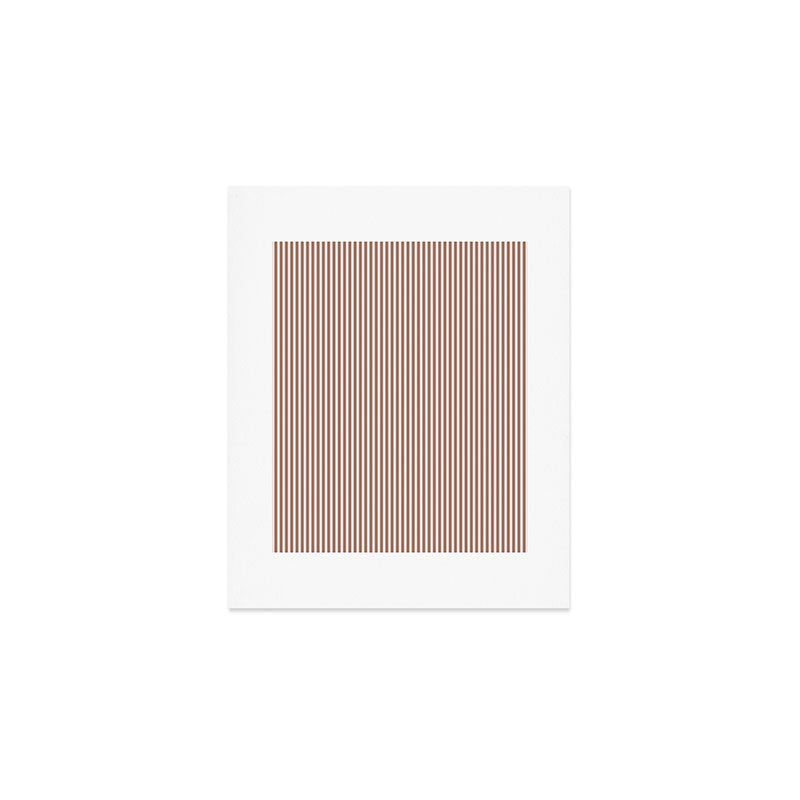 Fine Stripes Narrow Vertical Stripe Pattern in Mocha Brown Art Print Gallery Image 1