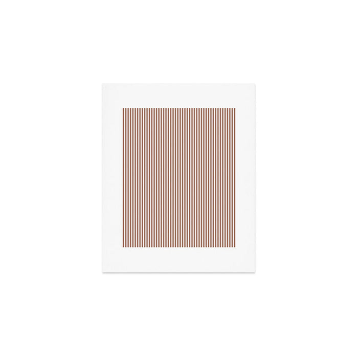 Fine Stripes Narrow Vertical Stripe Pattern in Mocha Brown Art Print Gallery Image 1