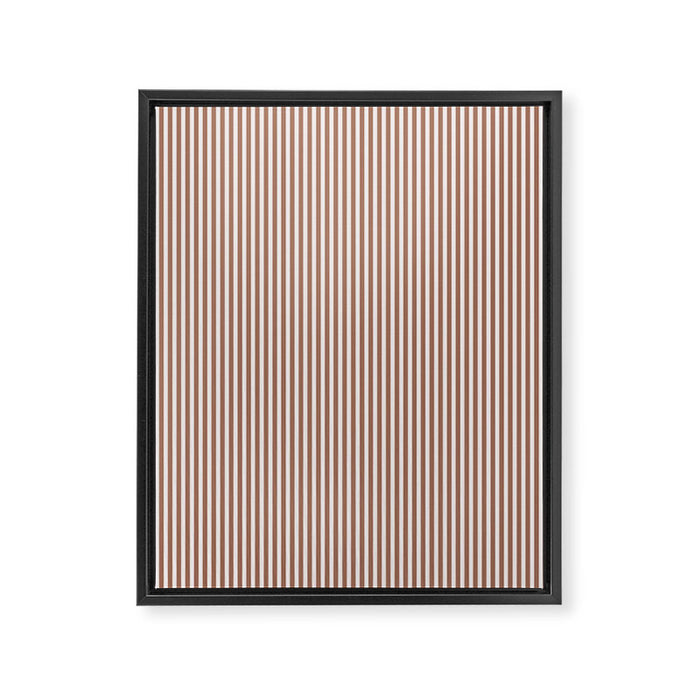 Fine Stripes Narrow Vertical Stripe Pattern in Mocha Brown Framed Canvas Print Gallery Image 1