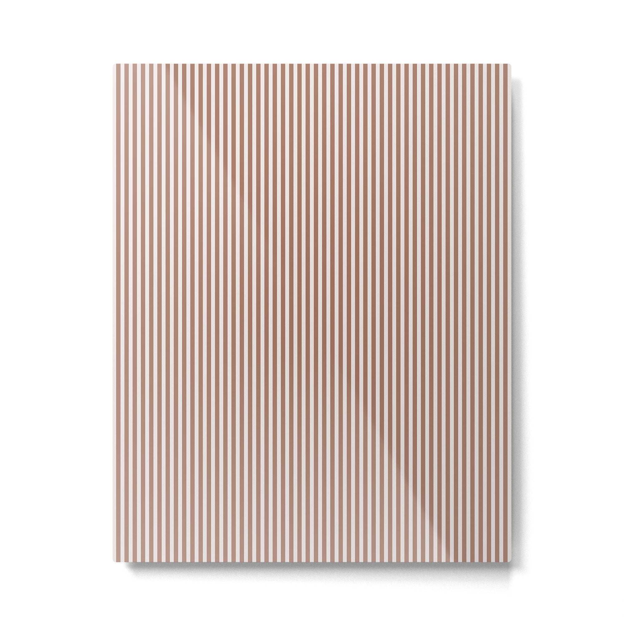 Fine Stripes Narrow Vertical Stripe Pattern in Mocha Brown Metal Print Gallery Image 4