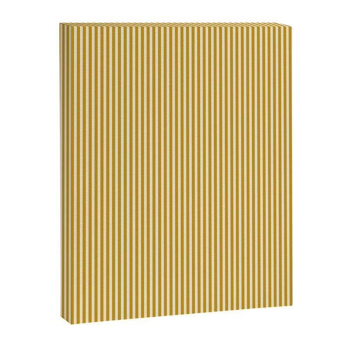 Fine Stripes Narrow Vertical Stripe Pattern in Ochre Mustard Cream Canvas Print Gallery Image 1