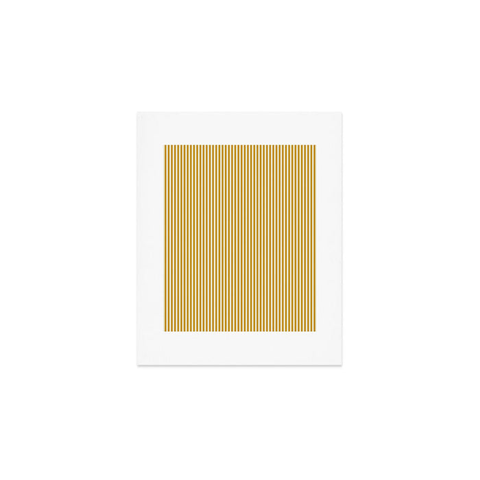 Fine Stripes Narrow Vertical Stripe Pattern in Ochre Mustard Cream Art Print Gallery Image 1