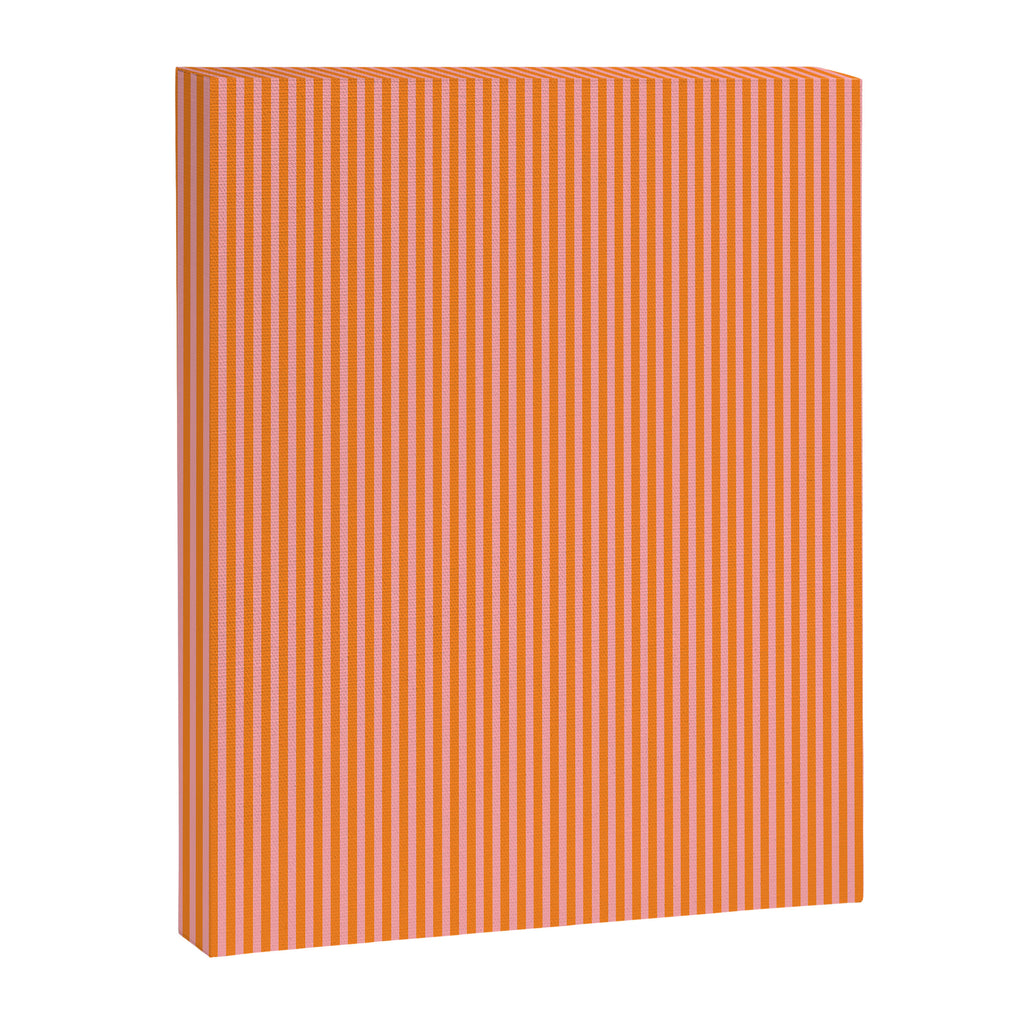 Fine Stripes Narrow Vertical Stripe Pattern in Pink and Orange Canvas Print Gallery Image 6