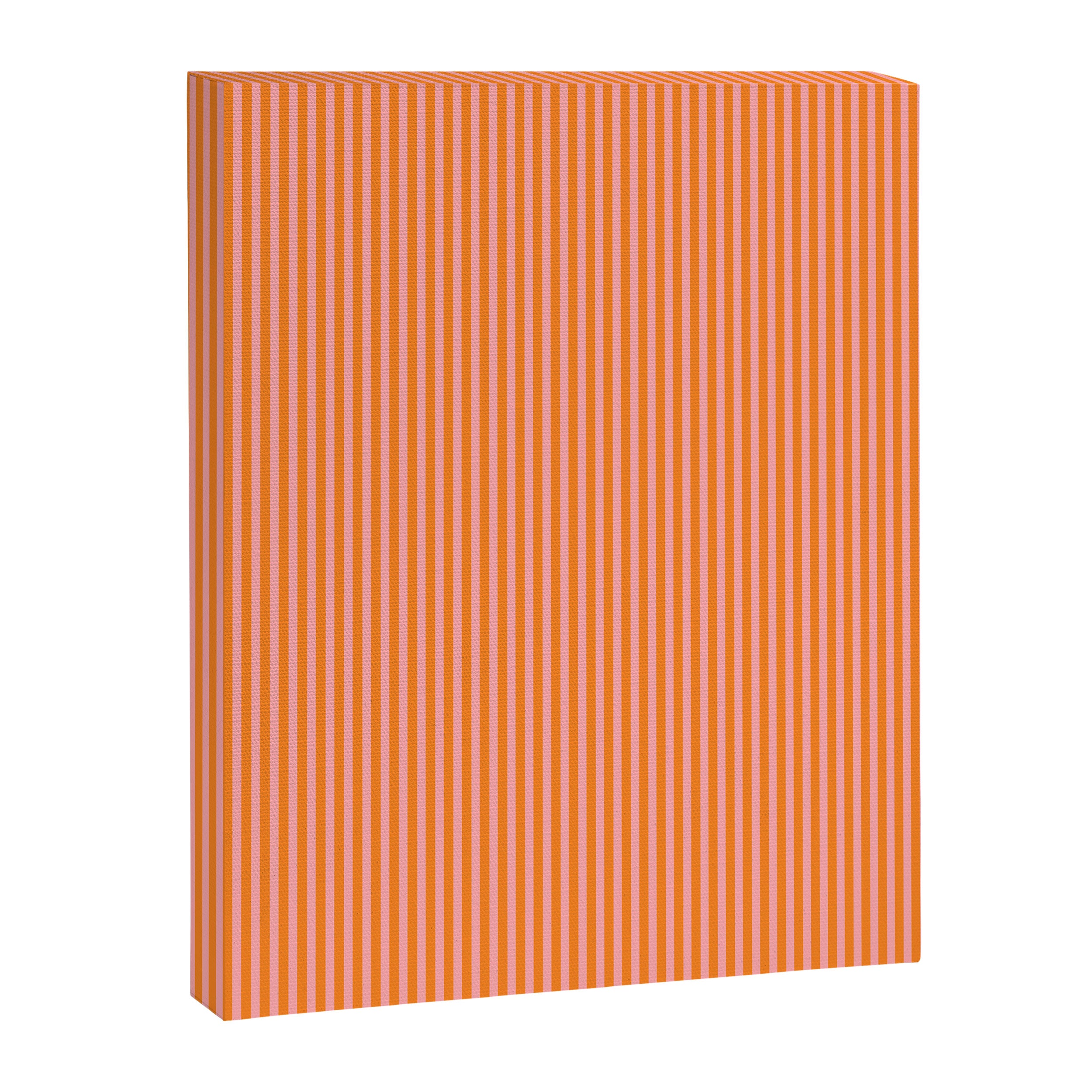 Fine Stripes Narrow Vertical Stripe Pattern in Pink and Orange Canvas Print Gallery Image 6