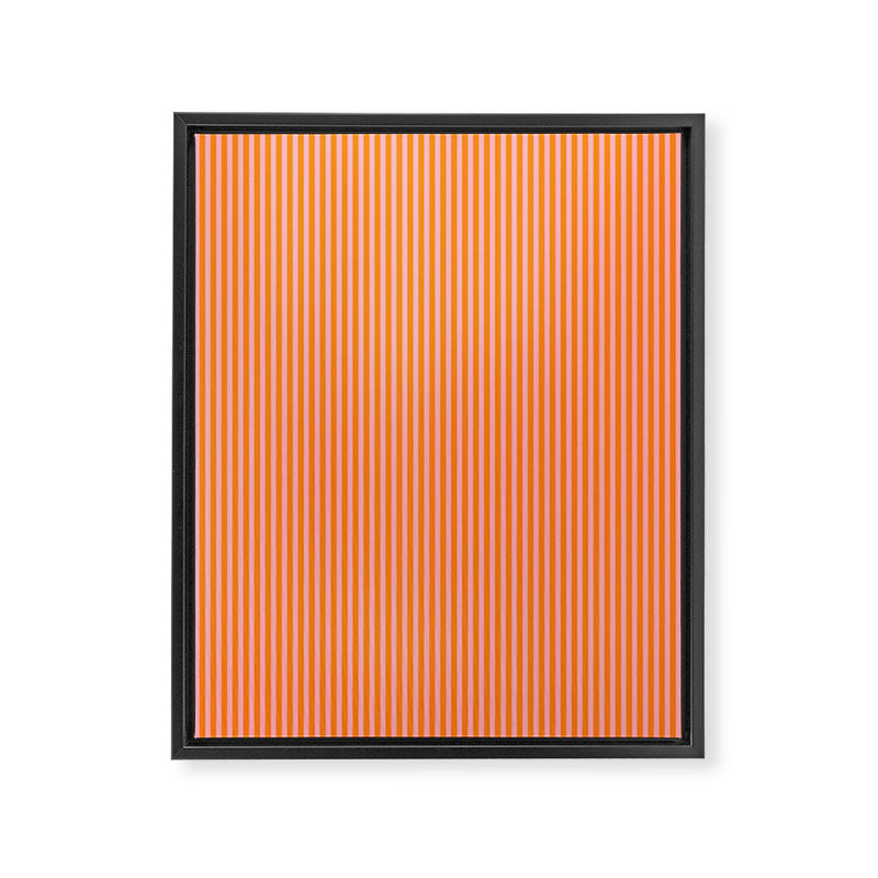 Fine Stripes Narrow Vertical Stripe Pattern in Pink and Orange Framed Canvas Print Gallery Image 6