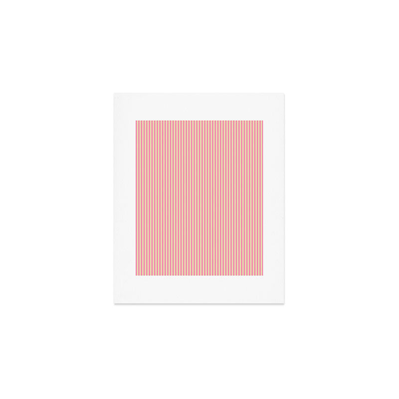 Fine Stripes Narrow Vertical Stripe Pattern Pink Cream Art Print Gallery Image 1