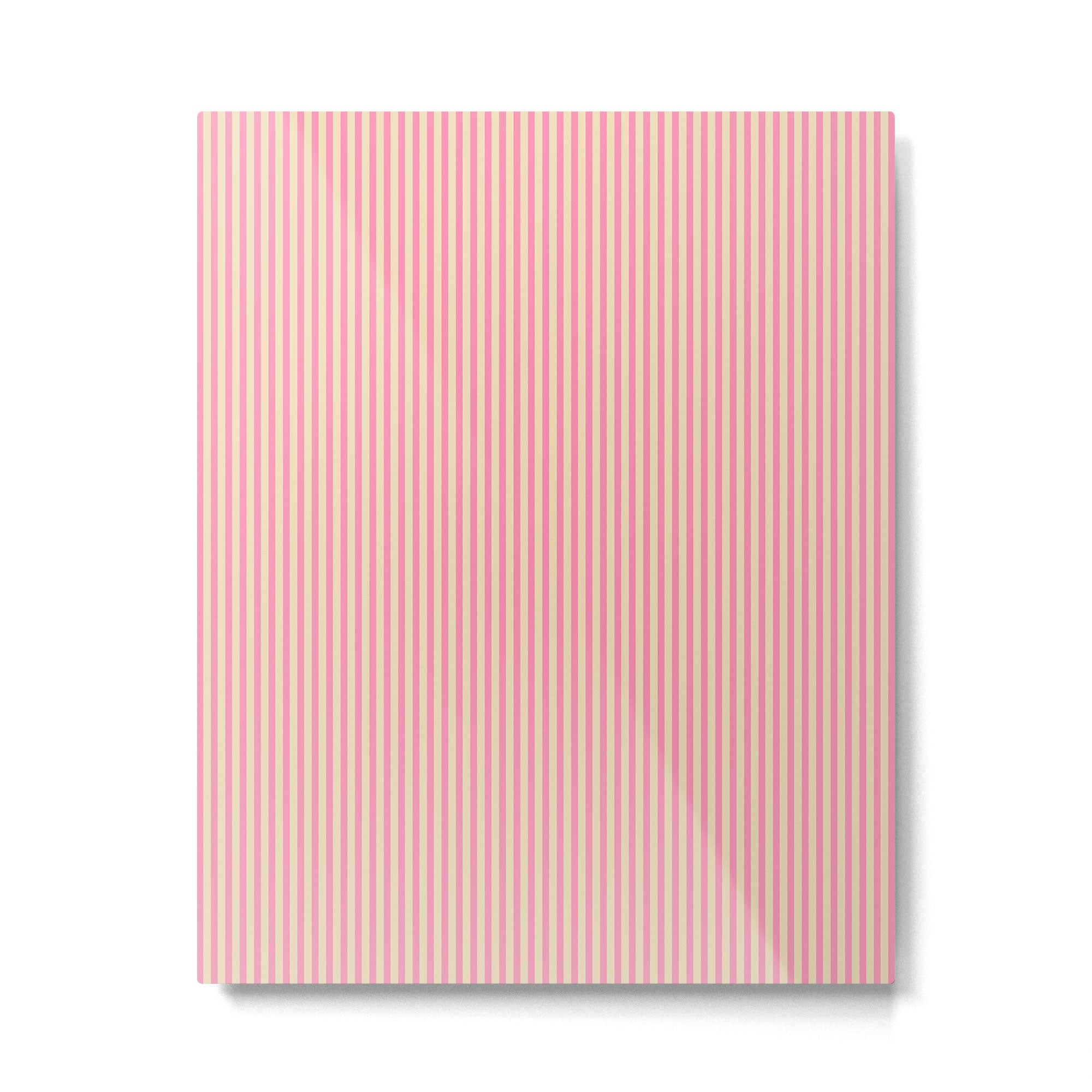 Fine Stripes Narrow Vertical Stripe Pattern Pink Cream Metal Print Gallery Image 4