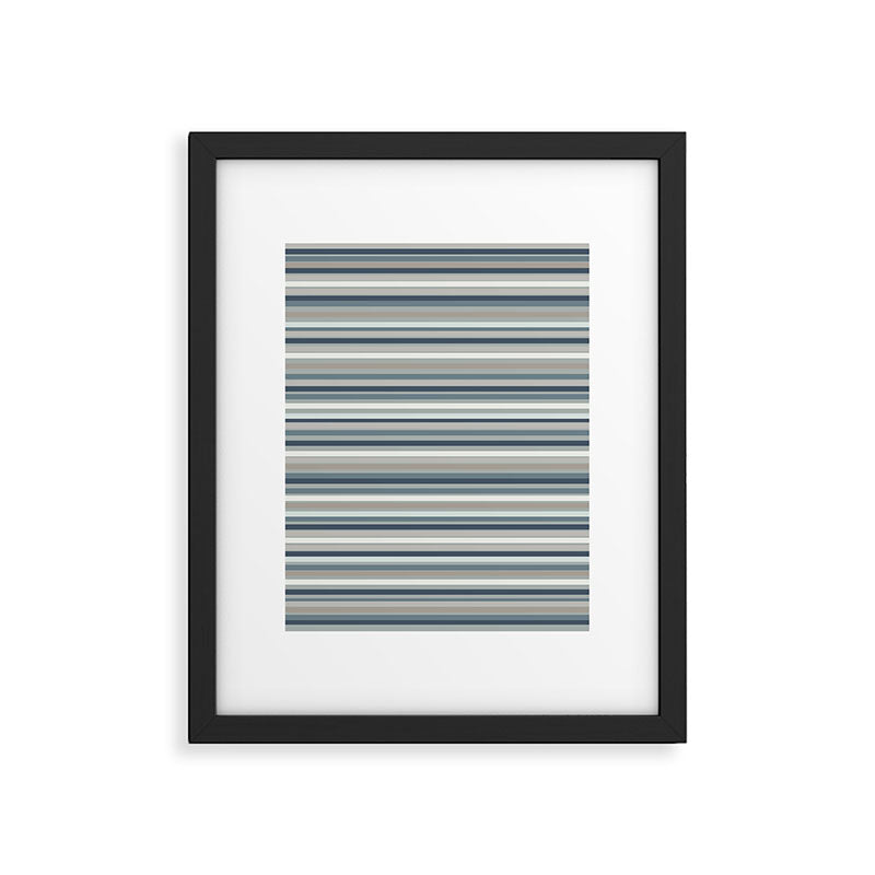 Fine Stripes Pattern in Neutral Blue Gray Tones Framed Art Print Gallery Image 6