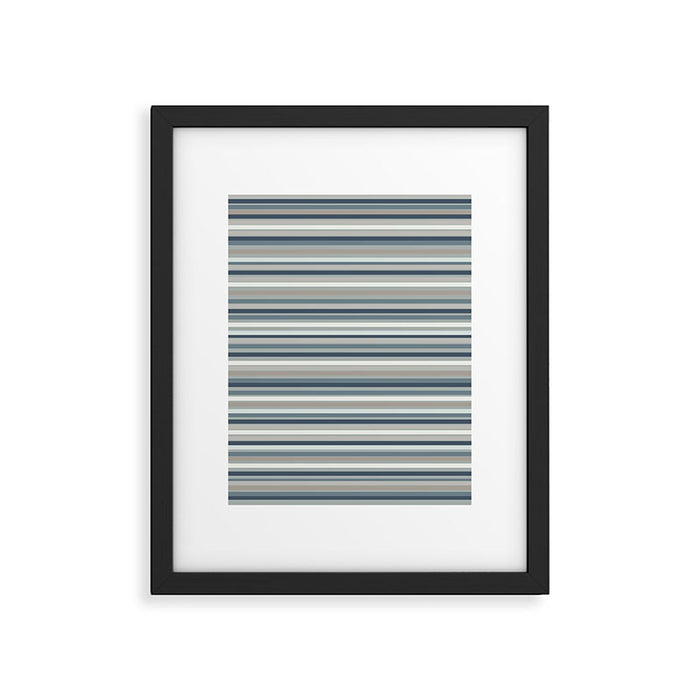 Fine Stripes Pattern in Neutral Blue Gray Tones Framed Art Print Gallery Image 1