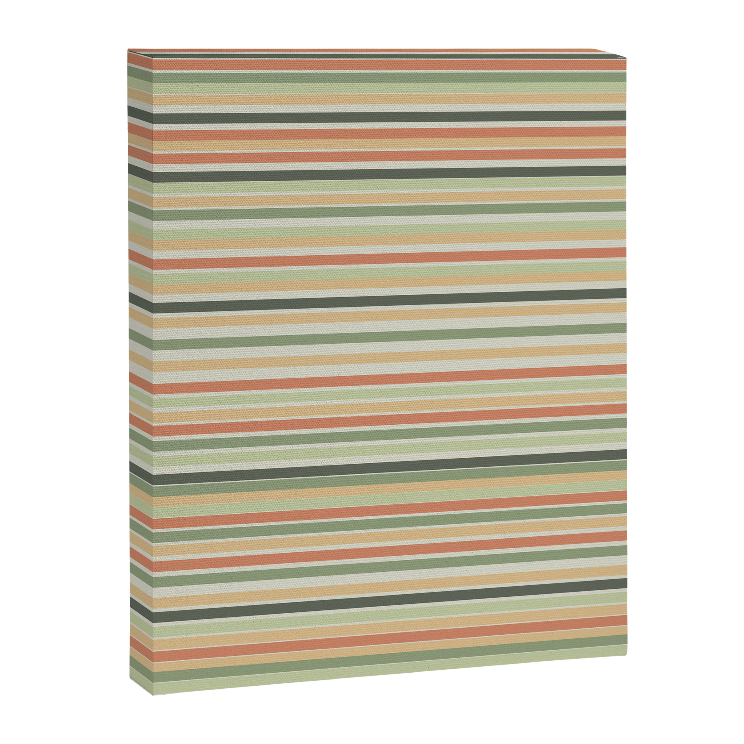 Fine Stripes Pattern in Sage Green and Coral Clay Canvas Print Gallery Image 8