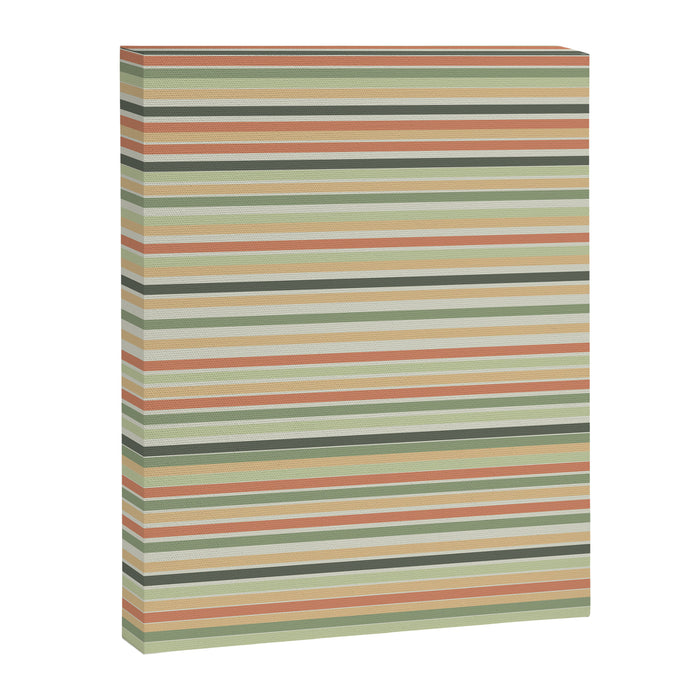 Fine Stripes Pattern in Sage Green and Coral Clay Canvas Print Gallery Image 1