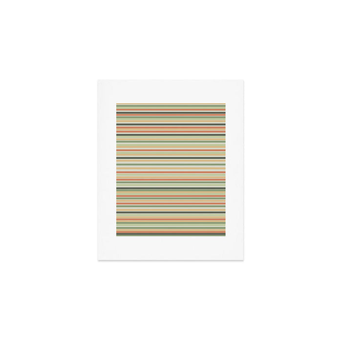 Fine Stripes Pattern in Sage Green and Coral Clay Art Print Gallery Image 1
