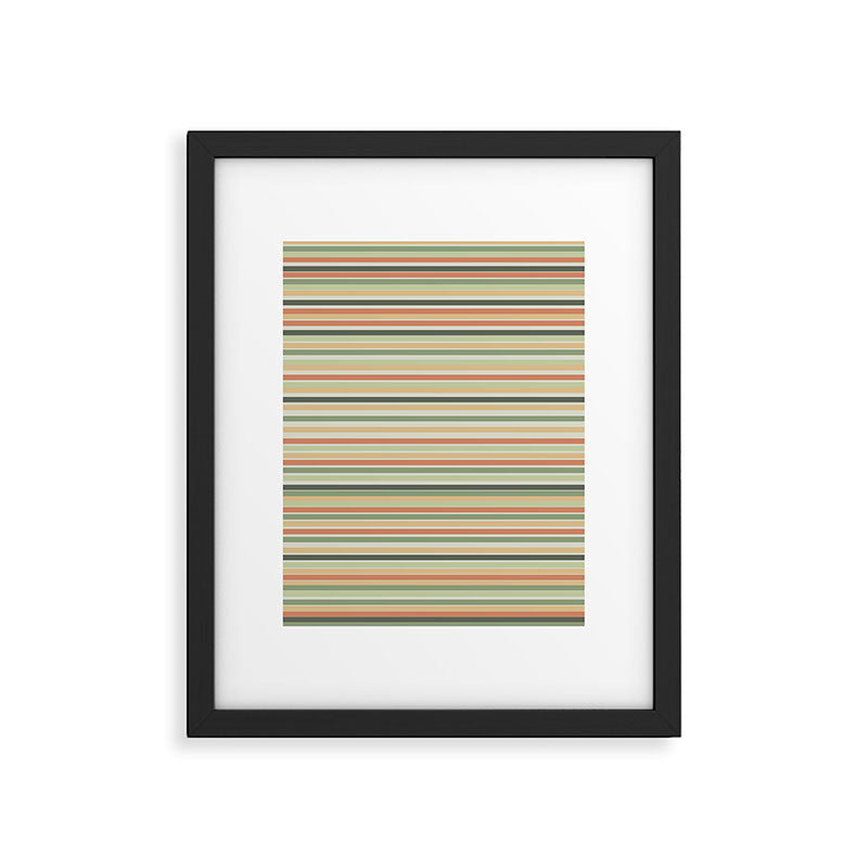 Fine Stripes Pattern in Sage Green and Coral Clay Framed Art Print Gallery Image 6