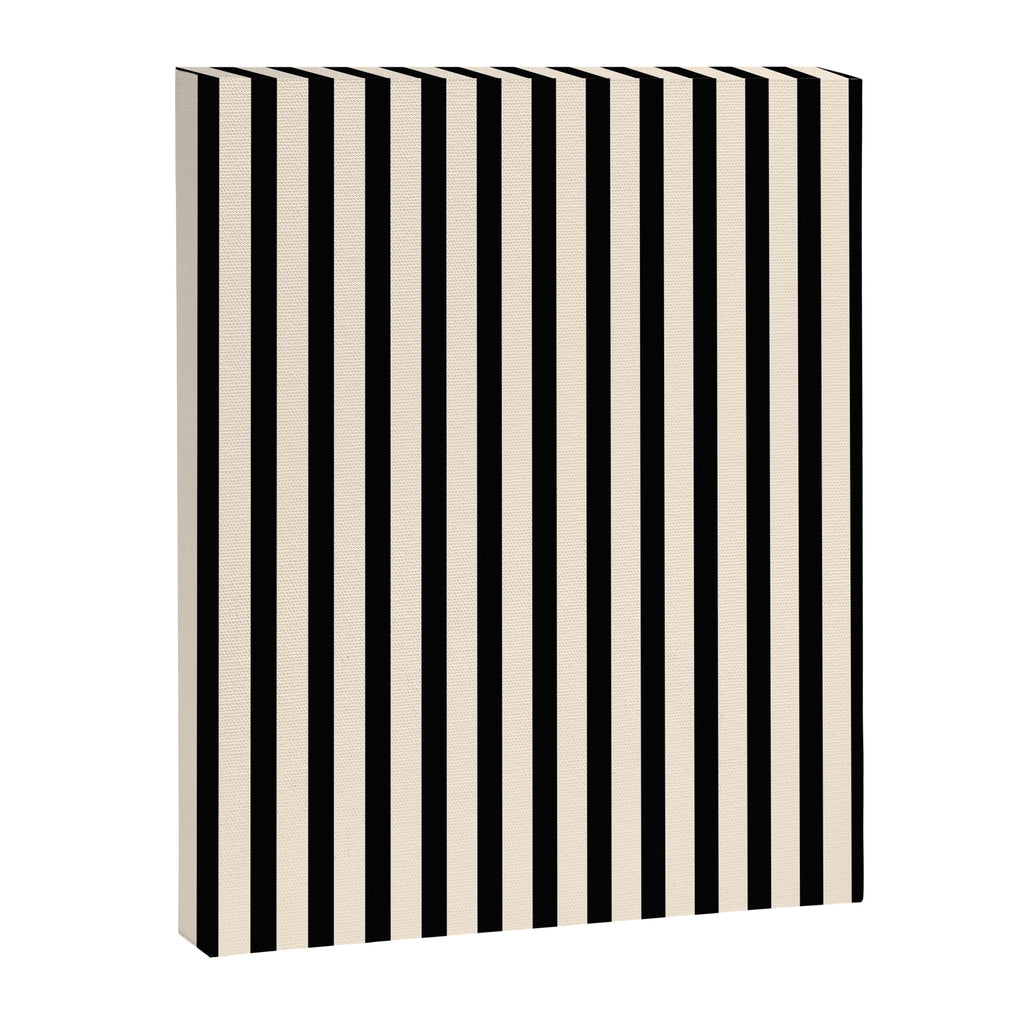 Fine Stripes Vertical Minimalist Pattern in Black and Almond Cream Canvas Print Gallery Image 8
