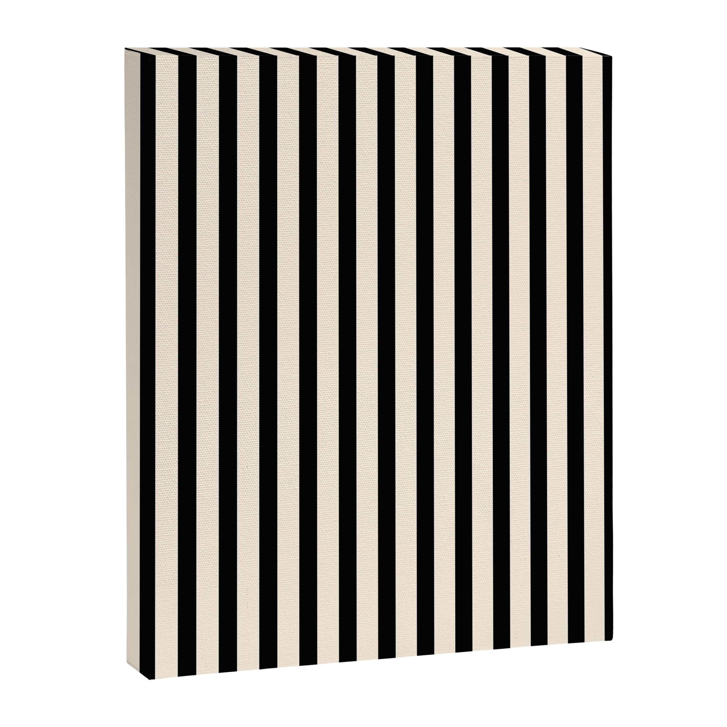 Fine Stripes Vertical Minimalist Pattern in Black and Almond Cream Canvas Print Gallery Image 8
