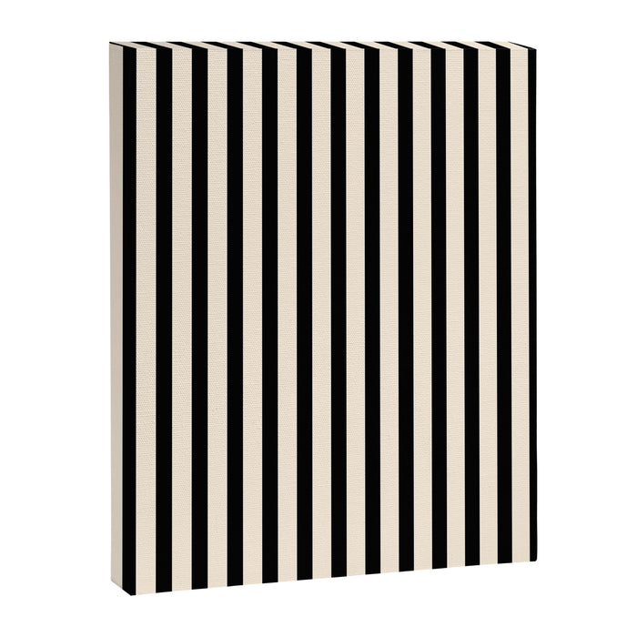 Fine Stripes Vertical Minimalist Pattern in Black and Almond Cream Canvas Print Gallery Image 1